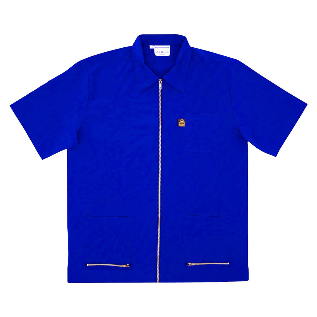 King Midas EmpireProfessional Hair Barber Jacket - Ultra Lightweight - Short Sleeves Salon Smocks Royal Blue