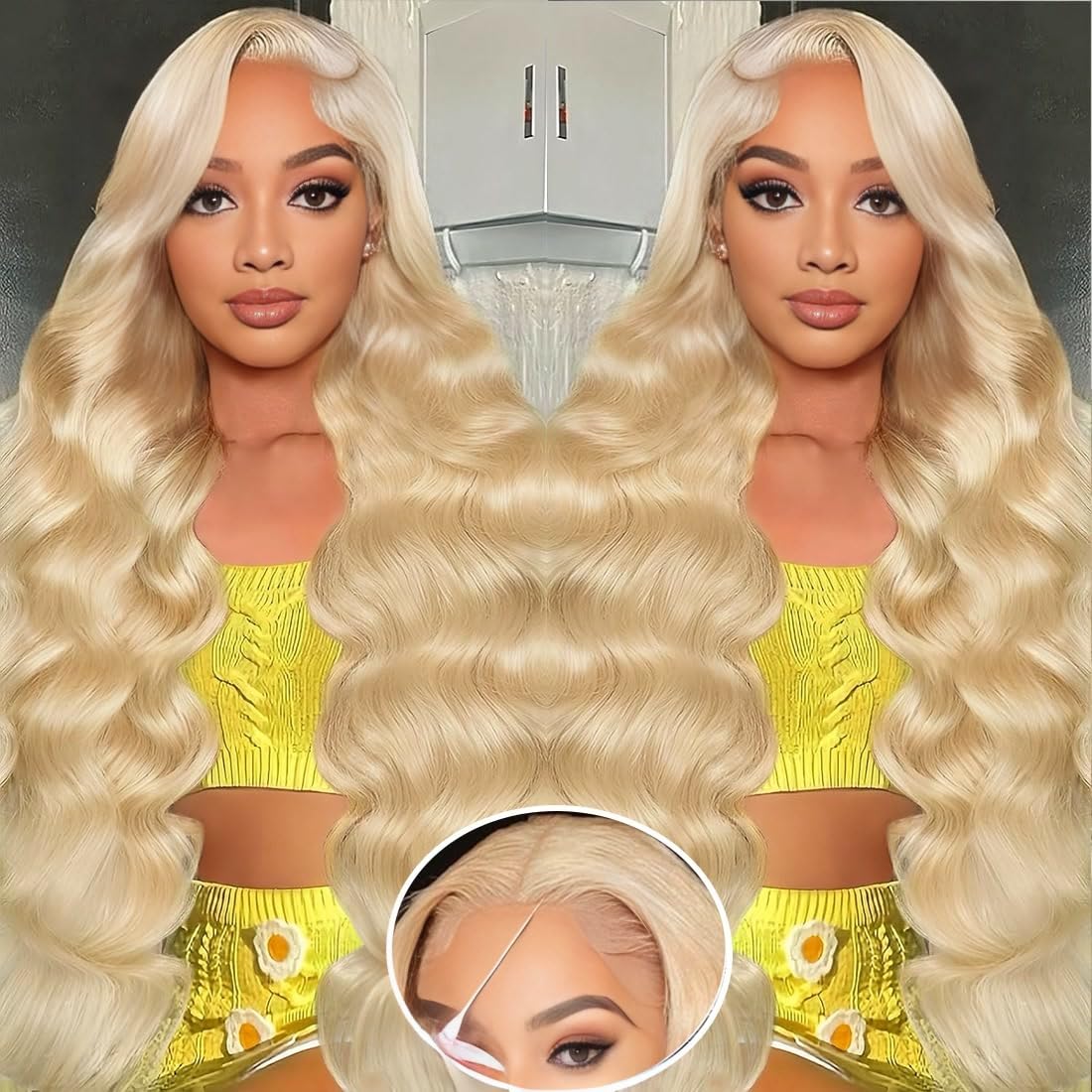 Rruaneal 200 Density 613 Glueless Wigs Human Hair Pre Plucked Pre Cut Blonde Lace Front Wigs Human Hair 7x5 Glueless Wear and Go 613 Body Wave Lace Front Wig Human Hair 613 Human Hair Wig
