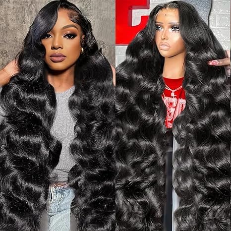 hogu 13x6 Lace Front Wigs Human Hair Body Wave 200 Density HD Lace Frontal Wigs Human Hair Pre Plucked with Baby Hair Body Wave Human Hair Wigs for Black Women Natural Black