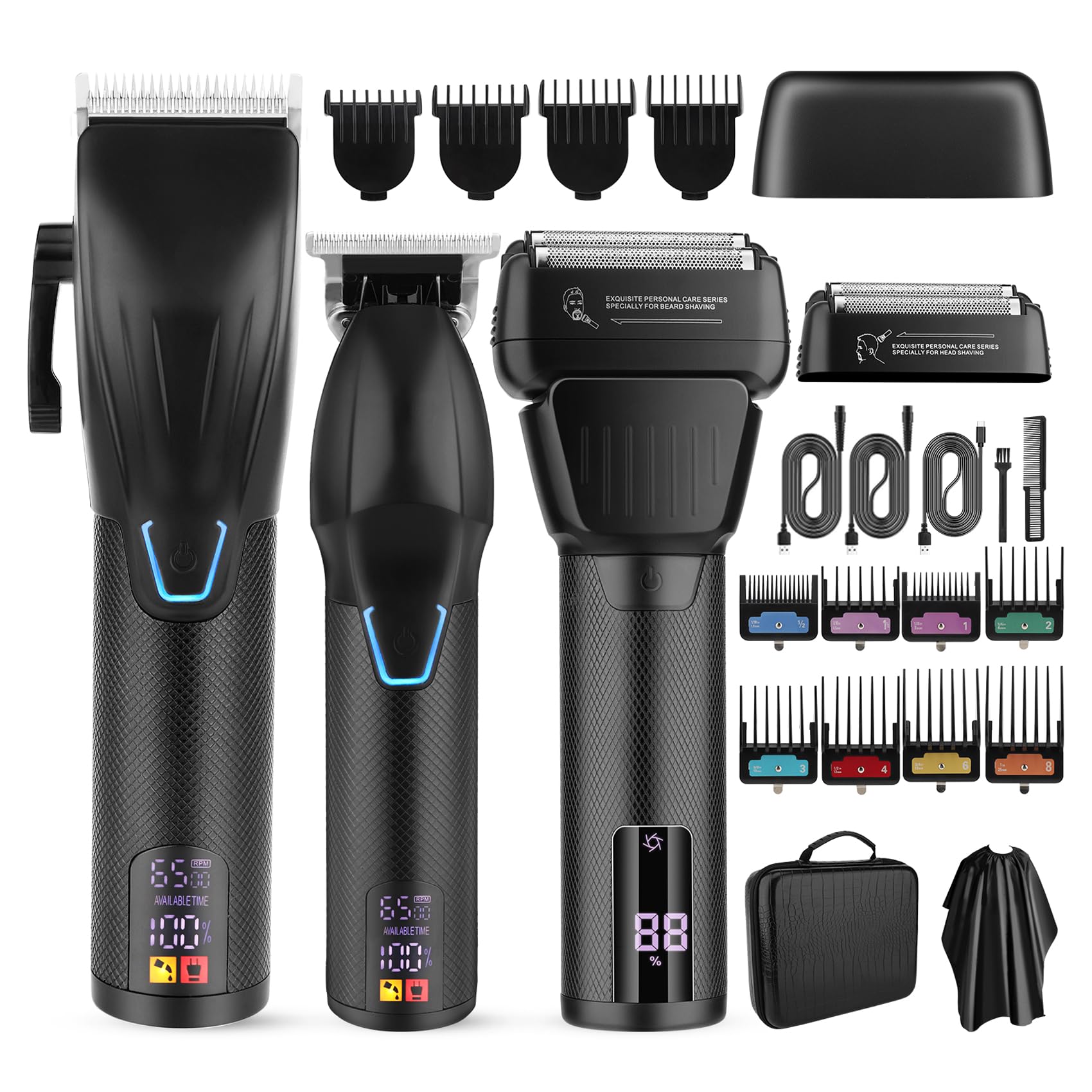EHJYO Hair Clippers for Men Professional Professional Barber Clippers and Trimmer Set Electric Razor Foil Shavers for Men Cordless Clippers for Hair Cutting LCD Display/Travel Case Gifts for Men