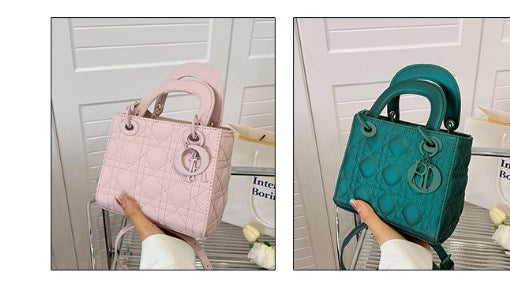 Tote Bag with Diamond Pattern and Cotton Rope Handle