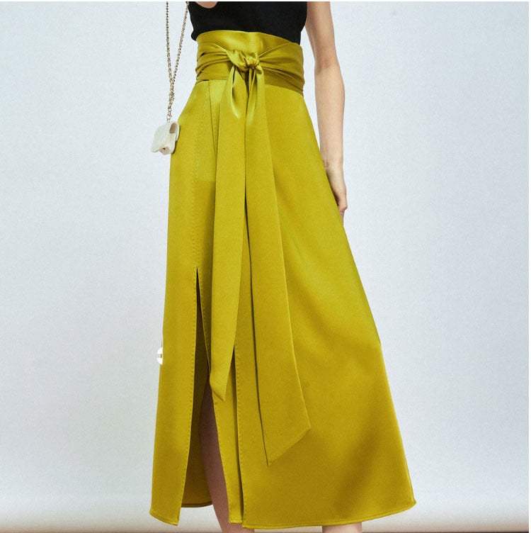 Double-Sided Satin Full Arch Tie-Up Skirt