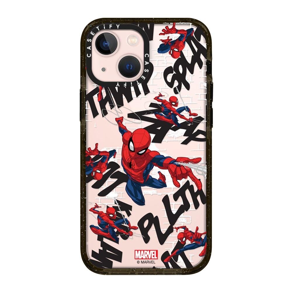 CASETiFY Impact iPhone 13 Mini Case [Spider-Man Co-Lab / 6.6ft Drop Protection] - Spider-Man Pattern - Clear Black
