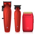 Supreme Trimmer 3-in-1 Barber Kit | Vader Clipper Vader Trimmer & Crunch Foil Shaver | Mens Professional Beard Trimmer Brushless Motor Clippers & Waterproof IPX6 Shaver | Red