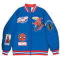 Marvel Spider-Man Miles Morales Varsity Bomber Jackets for Boys Spiderman Graphic Print Lightweight Zip-Up Varsity Jackets for Kids and Teens (Blue Size 18)