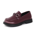 Tobfis Girls Slip-On Round Toe Oxford Butterfly Metal Chain Patent Leather Penny Loafers Flats Church School Uniform Kids Moccasins Dress Shoes (Toddler/Little Kid/Big Kid)，Burgundy PU 11 M US